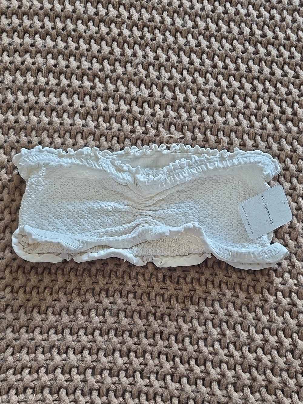 Free People Cream Ruffled Bandeau Tube Top